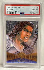 1995 Marvel Metal, Mondo, Silver Flasher #105 NM-MT 8 PSA Graded Collectible Card