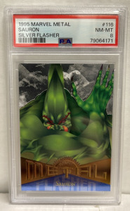 1995 Marvel Metal, Sauron, Silver Flasher #116 NM-MT 8 PSA Graded Collectible Card