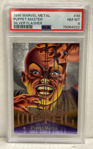 1995 Marvel Metal, Puppet Master, Silver Flasher #38 NM-MT 8 PSA Graded Collectible Card