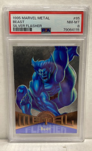 1995 Marvel Metal, Beast, Silver Flasher #85 NM-MT 8 PSA Graded Collectible Card