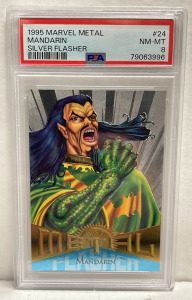 1995 Marvel Metal, Mandarin, Silver Flasher #24 NM-MT 8 PSA Graded Collectible Card