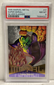 1995 Marvel Metal, Super Skrull, Silver Flasher #41 NM-MT 8 PSA Graded Collectible Card