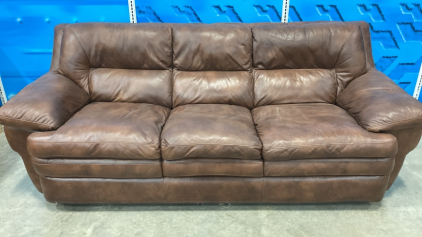 Brown Leather 3-Seat Sofa