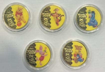 (5) Disney Pooh And Friends Collectible Silver Plated Rounds