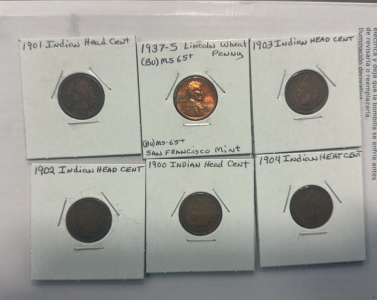 (6) Collectible Dated Cent Coins From 1900-1937