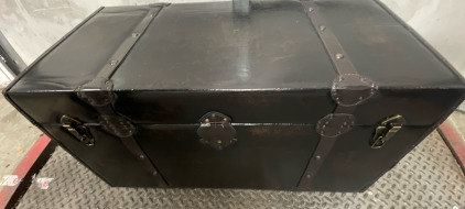 Leather Ottoman, w/ Handles & Inside Is Clean & Full Of Accessories 37&rdquo;X 18&rdquo;X 21&rdquo;
