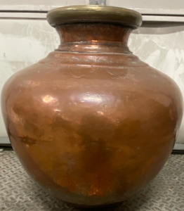 Large Antique Copper Pot w/ Designs 22”X 22”X 25”