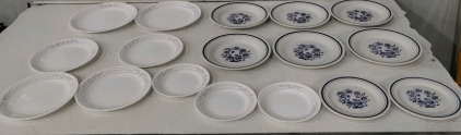 Saucer Plates (2) sets Blue Flower/Flowered Sets (6) Plates (2)/ (3) Small Plates