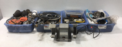 Craftsman Bench Grinder & (4) Boxes Assorted Hardware