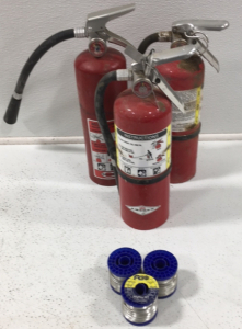 (3) Fire Extinguishers, (3) Rolls Solder & (3) Boxes Assorted Hardware