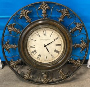 Large Metal Roman Numeral Wall Clock
