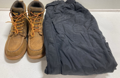 Large Black Snow Pants, Wolverine Boots Size Men&rsquo;s 11.5