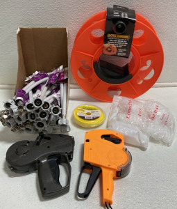 (2) Price Tag Guns, (1) Cord Reel, (30+) 12&rdquo; Toilet Connectors, and more