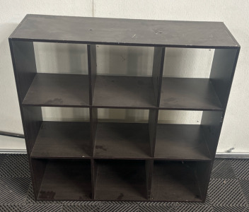 Brown Wooden Bookshelf W/ 9 Cubbies