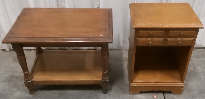 (1) Wood Side Table (1) Wood End Table