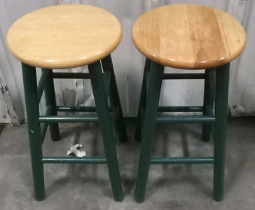 (2) Green Painted Stools