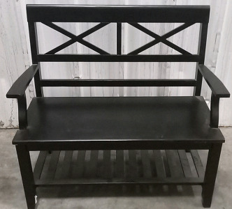 2 Seater Black Wood Bench