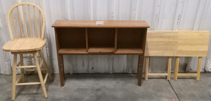 (2) TV Dinner Tables (1) Bar Chair (1) Desk Shelf Attachment