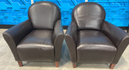 (2) Real Leather Chairs