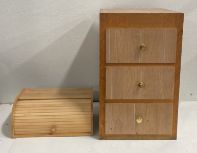 (1) Wooden Night Stand (1) Wooden BreadBox