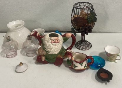 (10) Assorted Glass And Ceramics (1) Wine Glass Shaped Cork Holder