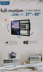 Simplicity Full-Motion TV wall Mount 37''-80'' Ultra Thin Full Motion Mount