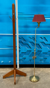 (1) Wooden Coat Rack (1) Extendable Floor Lamp