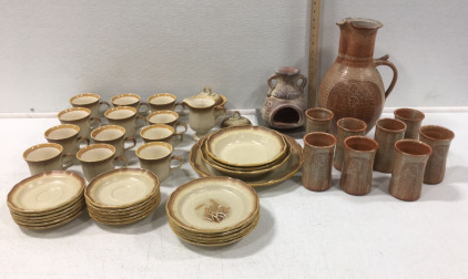 Large Pitcher W/ (8)Glasses & More