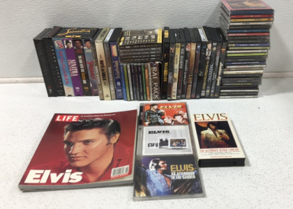 Collection Of DVDs, CDs & VHS Tapes Includes Elvis, Frank Sinatra & More