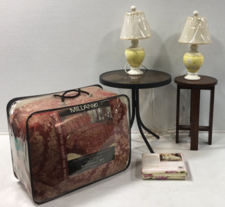 (2) Small Tables, (2) Small Lamps & More