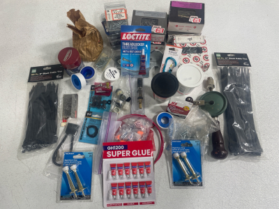 Assorted Srews, Handheld Manual Screwdriver, Loctite, Super Glue, Zip Ties and More