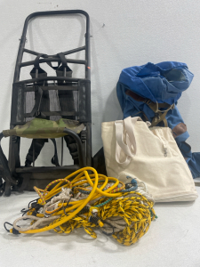 Backpack Frame, Hiking Backpack, Cavas Bag Full of Ropes and Bungee Cords
