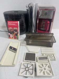 (1) Ronco Dehydrater (Works but No Lid), (1) Bella Coffee Maker (1) Mandolin W/ All Attachments