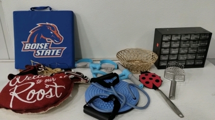 Small Organizer (1) Metal Basket (1) Potato Masher (1) LB Spatula (1) Workout Weights (2) Home Decor Signs (2) and more