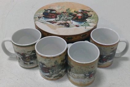 Snowman Mug Collection W/ Decorative Round Box