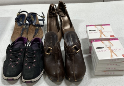 (4) Pairs of Women's Shoes, (8) Knee High Tights