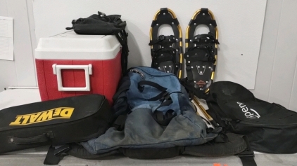 24" x 15" Coleman Drainable Cooler, SnowShoes 21 1/2" with case, 26 1/2" Lowe Hiking Backpack and more.