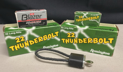 (1000+) Rounds Remington 22 Thunderbolt Long Rifle High Speed Cartridges, (50) Rounds Blazer 22 Long Rifle Cartridges, (1) Gun Lock