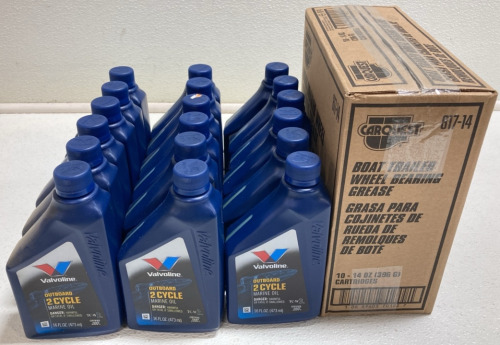 (18) Valvoline Outboard 2 Cycle Marine Oil, Box of 10 Boat Trailet Wheel Bearing Grease