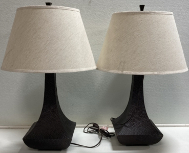 (2) Matching Dark Brown Table Lamps w/ Shades
