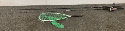 (2) Shakespeare Fishing Poles And Net