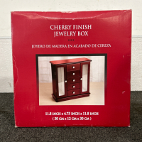 NEW IN BOX CHERRY FINISH JEWELRY BOX - 2