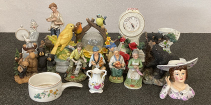 FIGURINES, VASES, CLOCK AND MORE