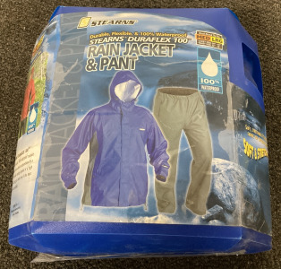 STEARNS DURAFLEX 100 RAIN JACKET AND PANTS SIZE MED/LRG