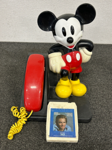 VINTAGE MICKEY MOUSE PHONE AND MERLE HAGGARD 8-TRACK