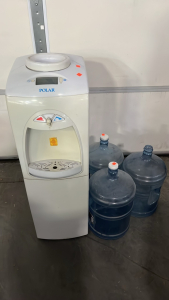 POLAR WATER DISPENSER AND MINI FRIDGE W/ 3 WATER JUGS