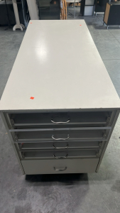 LARGE WHITE CRAFT TABLE W/ DRAWERS AND STORAGE