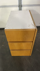 LIGHT WOODED CABINET INSERT W/ DRAWERS