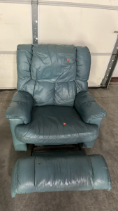 TEAL LEATHER LIKE RECLINER ( 38”x 36”)