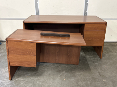 (2) HON DESKS WITH BRACKET ATTACHMENT (60"x 30"x 30") (ATTACHMENT- 42"x 20"x 27")